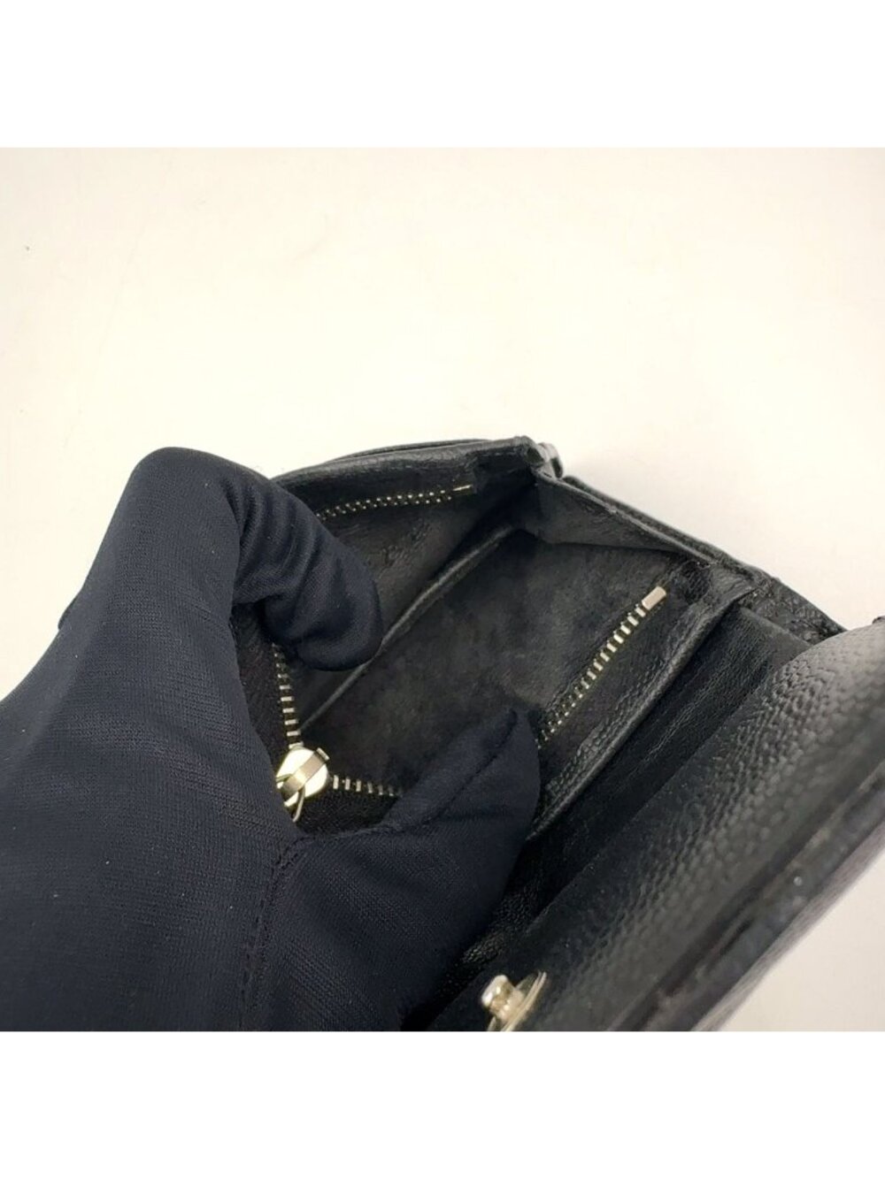 Saint Laurent Paris YSL Stitch Compact Fold Wallet Leather Black Silver - Picture 12 of 15